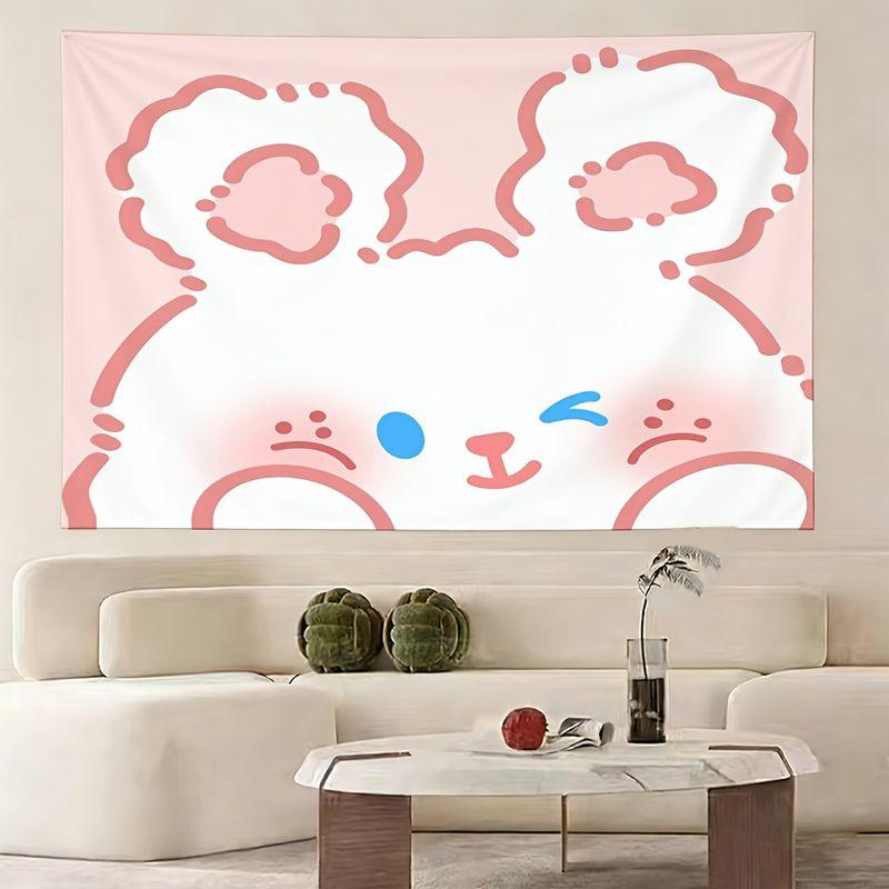 Light Pink Soft Cute Blinking Cloud Bear Cartoon Tapestry, Adorable Wall Art for Bedroom Living Room Dorm