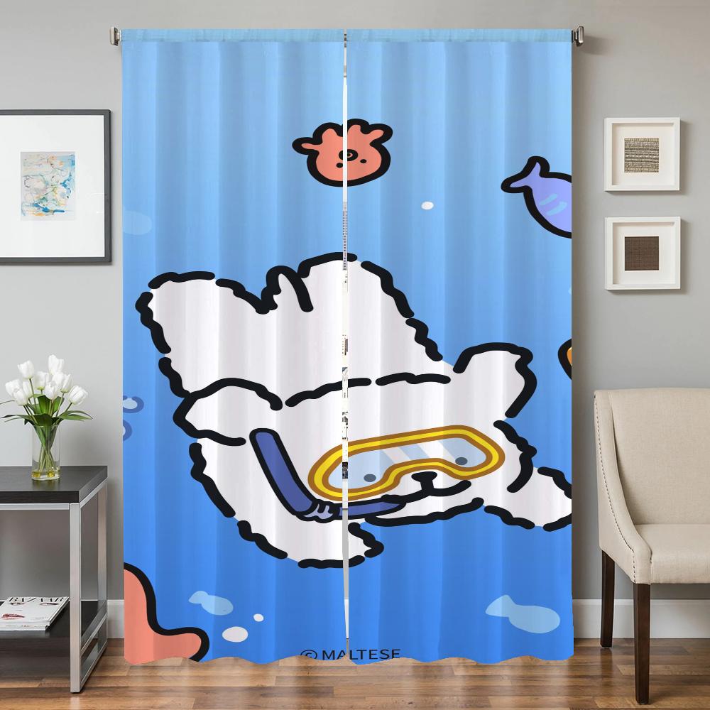 Wystrój Domu Zasłony Kuchenne do Salonu 2 Sztuki Zasłony Zaciemniające Zasłona na Drzwi Maltańczyk Przegroda Dekoracja Sypialni