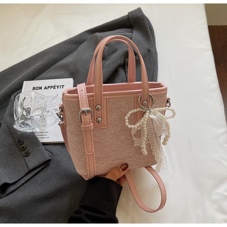 2025 New Textured Small Bag Female Senmeng Summer Popular Shoulder Messenger Bag Fashionable Contrasting Color Portable Bucket Bag