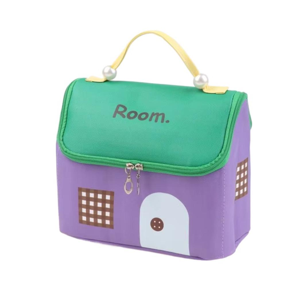 Cute House Shape Makeup Bag Large Capacity Cosmetic Case Cartoon Travel Makeup Handbag  Gift