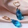 Boucles d'oreilles pendantes en cristal vintage Bohème bleu aqua, vert, jaune, violet pour femmes, bijoux de luxe couleur or pour mariage, fête, cadeaux