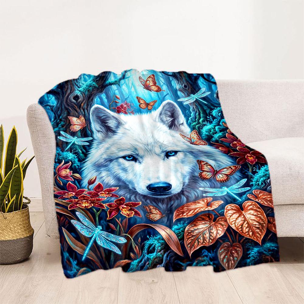 Wolf Moon Reflection Blanket,Suitable for sofas, offices, travel, living rooms, Gifts to relatives and friends, Blanket,Suitable for all seasons.