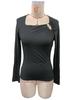 Spring Elegant Women's Solid Color Casual Square Neck Fashion Slim Long Sleeve T-Shirt Top Women Versatile Closet Essential Fashion Items Shirt