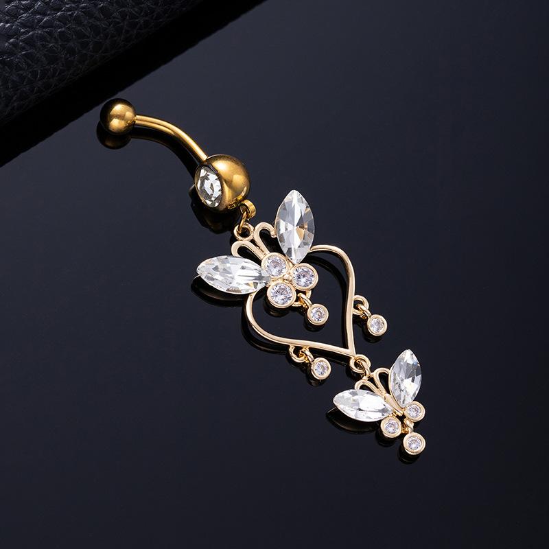 Piercing per Ombelico Microstone Chiodi per Ombelico Vento Farfalla Amore Anello per Ombelico Stella Luna Fiore Femminile Fibbia per Ombelico