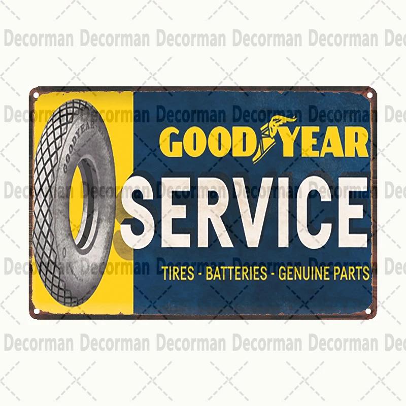 Retro Goodyear Tire Motor Oil Tin Sign  Vintage Iron Painting Wall Decor for Home Pub Bar  X CM Gift Art Poster