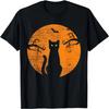 Costume de Chat d'Halloween Effrayant Vintage T-shirt Chat Lune Rétro