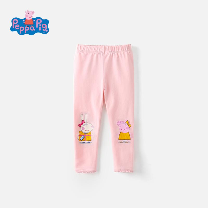 

Peppa Pig Girls Autumn Pink Cartoon Lace Trousers - Kids Casual Pants Size 120cm