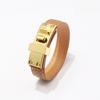 Trendy Punk Lychee Grain Single Loop Leather Belt Buckle Alloy Pu Bracelet Hot Selling Bangle
