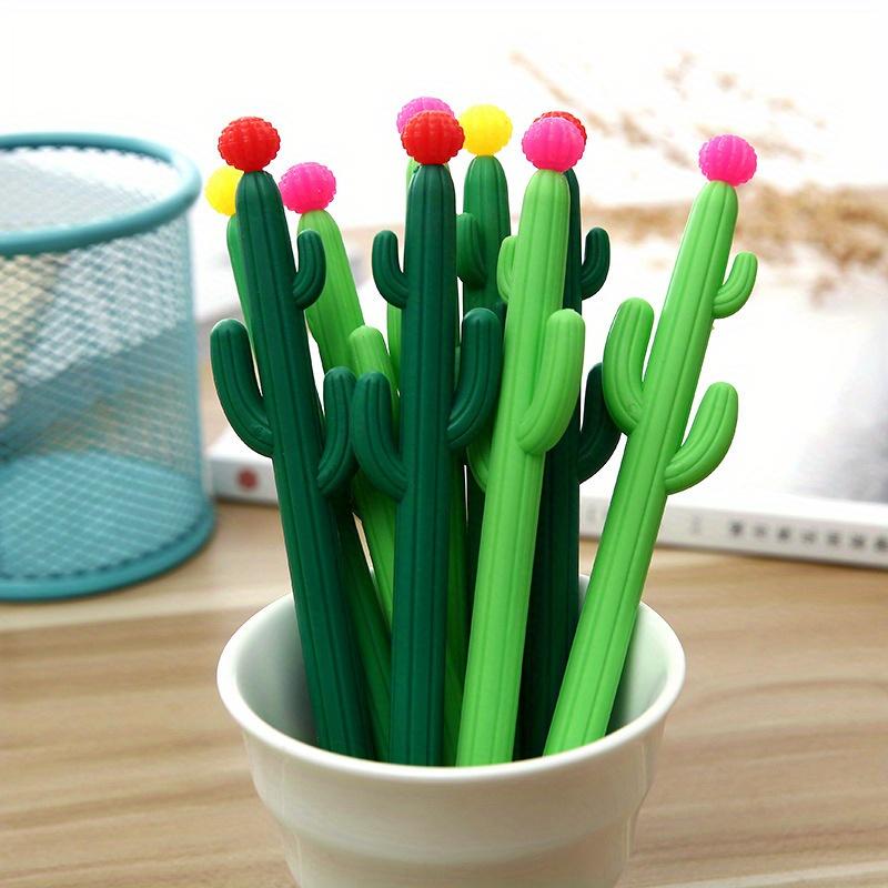 Back to school season 10pcs 0.5mm creative three-armed cactus shape neutral pen Plant black signature pen Office pen Student stationery