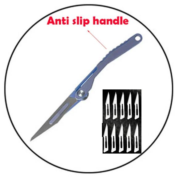 NEW NO11 Replaceable Blades Scalpel Folding Knife Quick Open Bottle Opener Keychain EDC Folding Knife 10 Blade Free Useful Tool