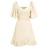 A-Line Solid Color Women Summer V-Neck Short Dress Above Knee High Waist Spring Dress Lotus Leaf Sleeve S-XL