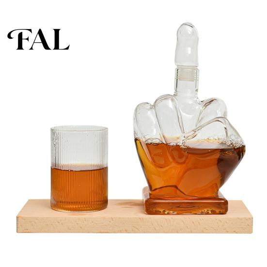 Decorative Glassware for Men Middle Finger Whiskey Decanter, 1000ml Glass Fist Dispenser with Stopper, Father's Day Present Unique Hand