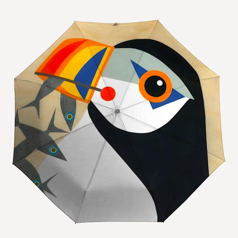 

1pc Toucan Fish One Umbrella a Plastic Hle, Compact Stylish, with a Vibrant Cartoon Pattern, Perfect Home, Travel