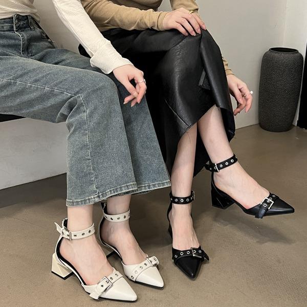 

Mary Jane shoes retro British high heels single shoes spring with skirt black fashion women s shoes leather shoes sandals 35 чорний