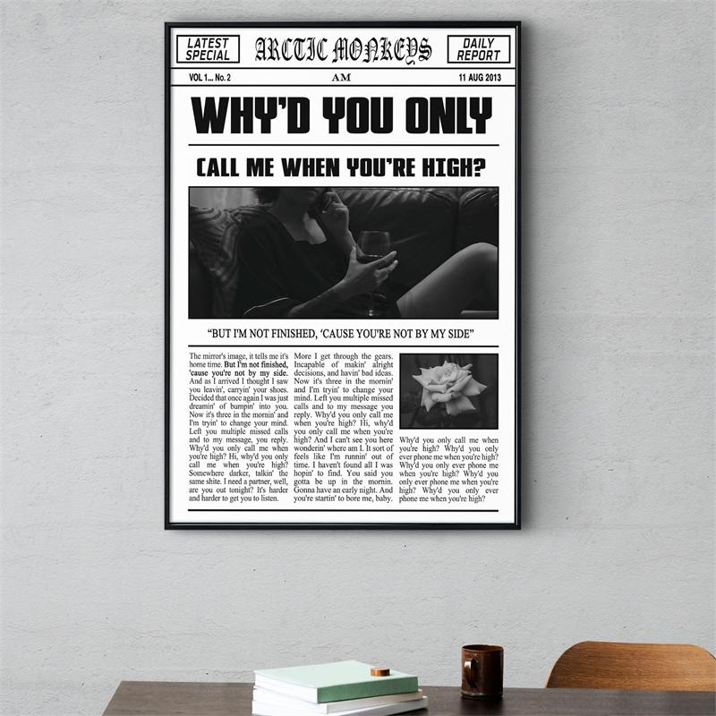 Retro Arctic Monkeys Newspaper Poster Aesthetics Rock Singer AM 505 Rapper Canvas Painting Print Wall Art Mural Home Room Decor