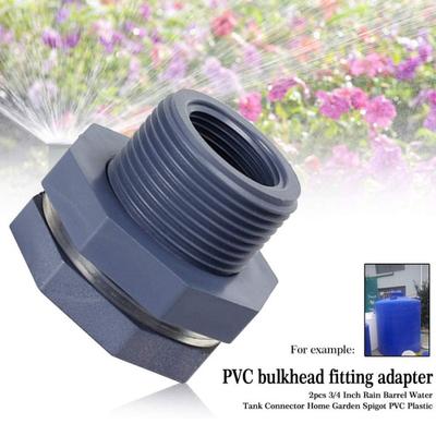 2 Stücke PVC 3/4 Zoll Gewinde Wassertank Schottverschraubung Adapter mit Dichtung