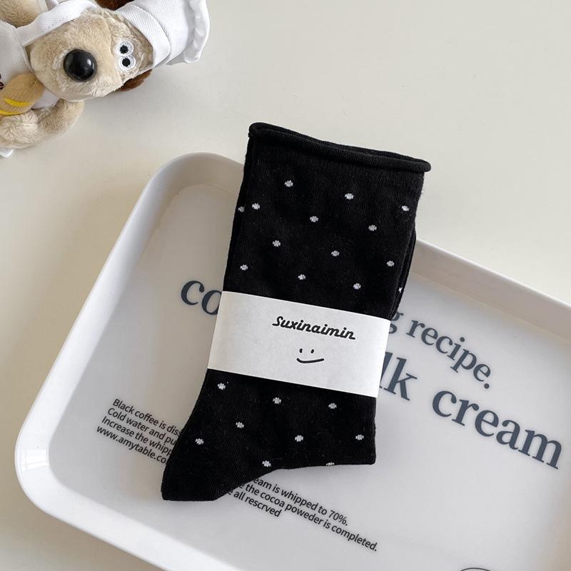 

Socks Absorb Sweat And Cream Are Rolled Up And Dotted With Socks Literary Confinement One size чорний
