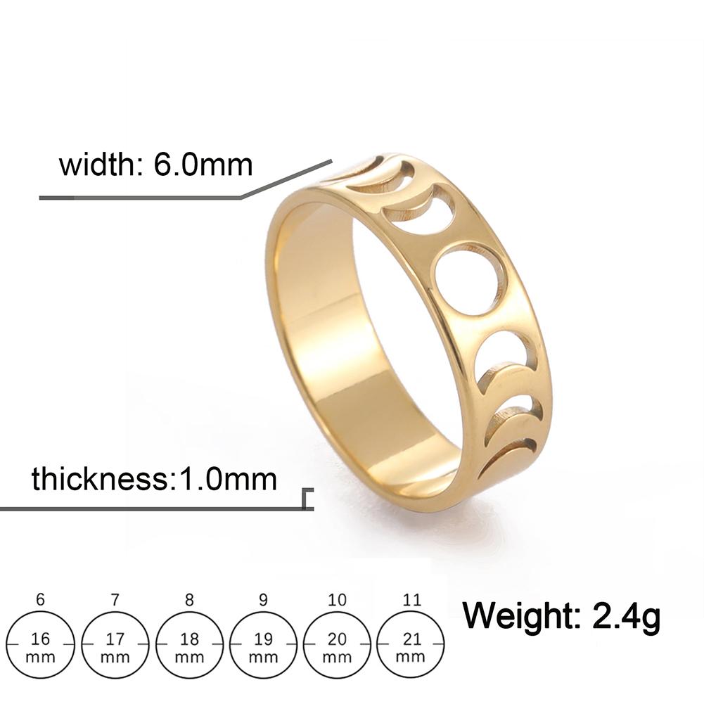 Teamer Moon Phase Ring Stainless Steel Jewelry for Women Men Gold Color Casual Party Pentagram Accessories Amulet Gift 2026