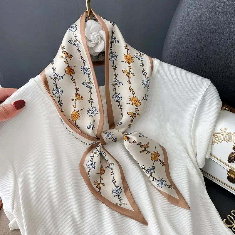Fashion Print Hair Ribbon Scarf Women Neck Tie Bag Scarfs Satin Silk Skinny Headscarves Ladies Foulard Floral Bands 2026 New