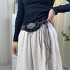 Cureaua de femei in stil retro Catarama metalica cu romb exagerat Curea cu ochi lati din piele artificiala Accesorii pentru pantaloni