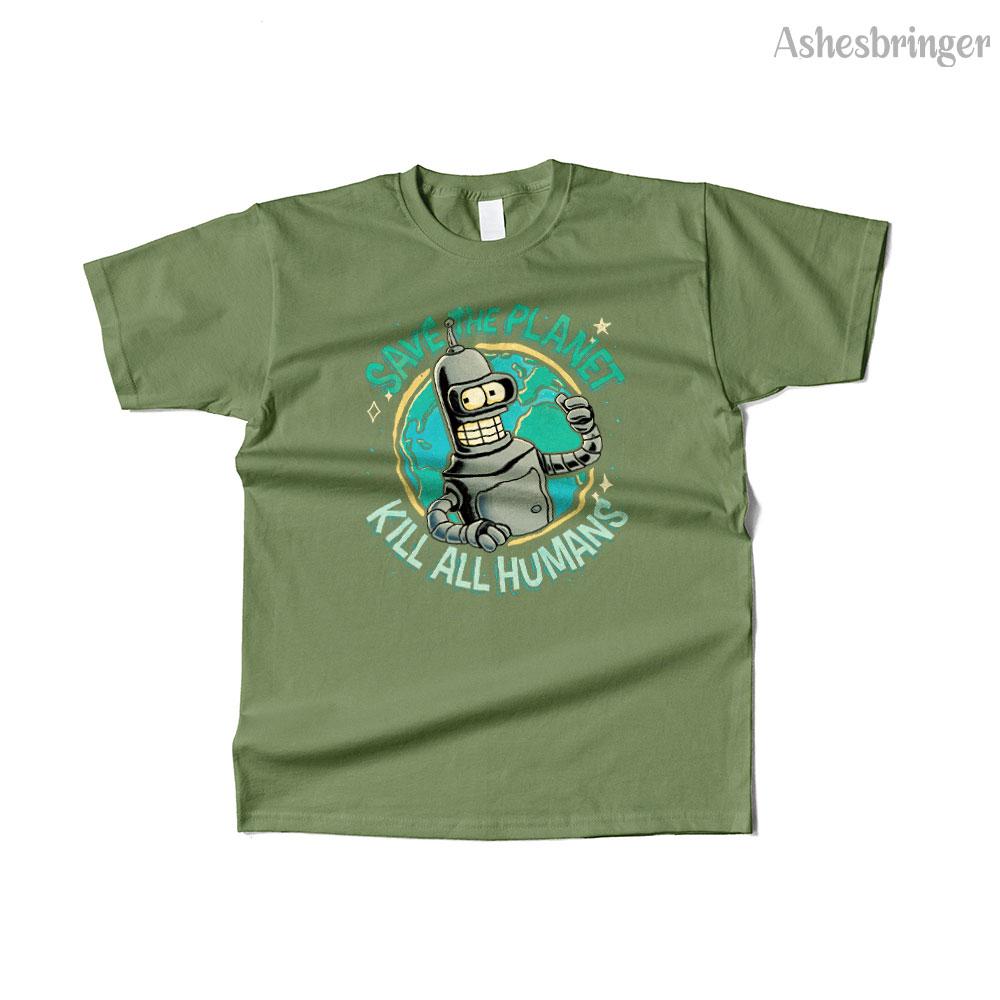 Pánské bavlněné tričko s grafickým potiskem Save the Planet, Kill All Humans, retro vtipné tričko ve streetovém ležérním stylu pro muže a ženy