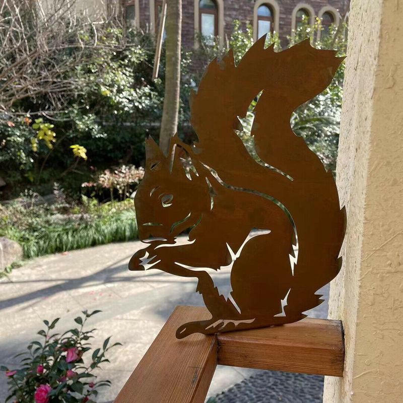 Metal Squirrel Steel Silhouette Metal Squirrel Silhouette Outdoor Decorations Stake Ornament Yard Art Garden Sculpture