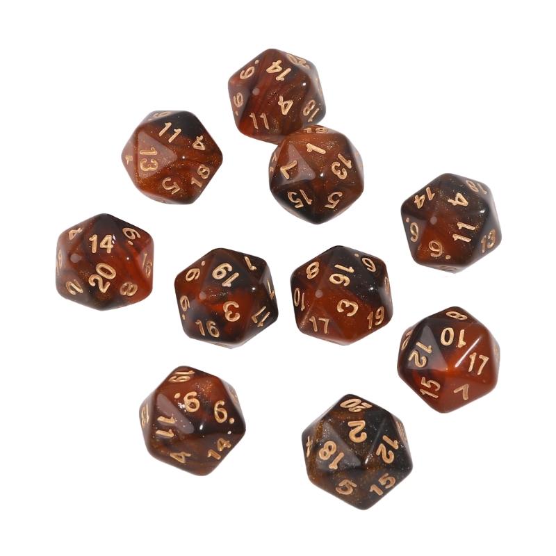 10 Pcs Polyhedral RPG Dice Acrylic 20-Sided Double-Color Game Dice for Aesthetic Conscious Tabletop Player Easy-Use 24BD