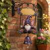 Handwritten Welcome Door Sign Garden Gnome Bell Outdoor Hanging Doorbell Butterfly Elf Owl Hanger Wind Chimes for Patio Home Porch Yard Decorations