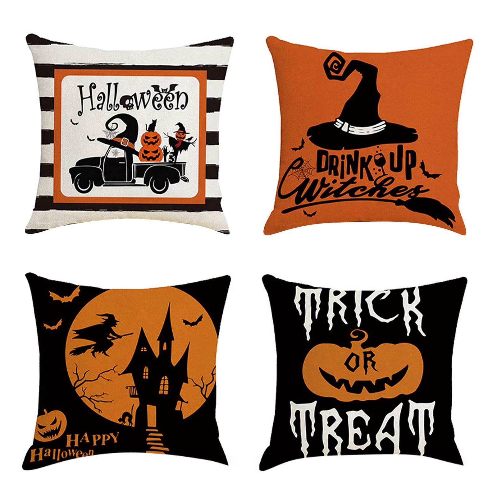 

18x18 осенние наволочки, декоративные наволочки на Хэллоуин, кленовые автомобильные льняные наволочки для домашнего декора дивана, 4 шт. One Size