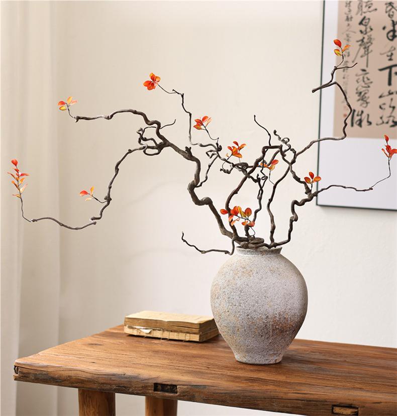Zen Wabi-sabi Dried Flower Vase for Living Room or Hotel Decor with Dragon Jujube Branches