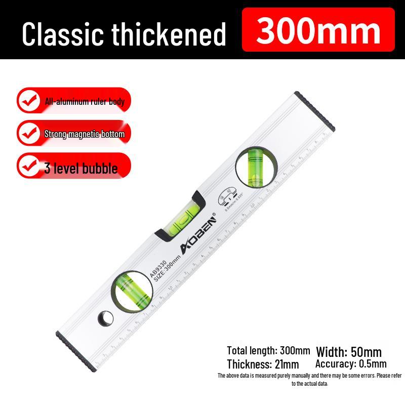 High Precision Mini Spirit Level with Strong Magnet, Multifunctional Aluminum Alloy Ruler