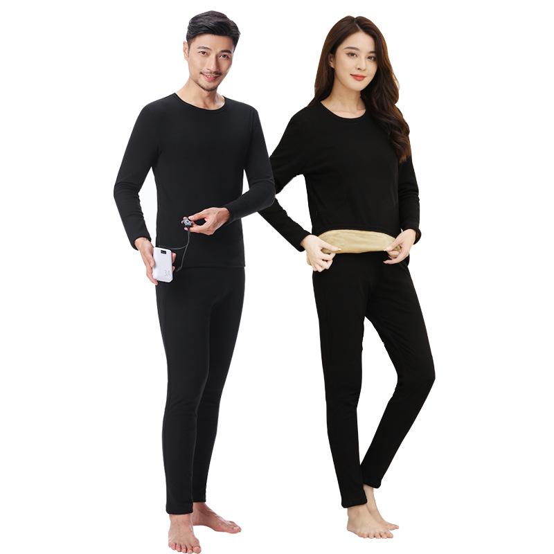 Electric Heated Thermal Underwear Set - Thick, Fleece-Lined Cold Protection for Middle-Aged and Elderly