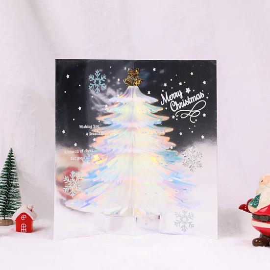 1/2/3Pcs 3D Christmas Greeting Card with Paper Envelope Foldable Pop-up 3D Tree Merry Xmas Wishes Message Card Festive Decoration Holiday Party Gift