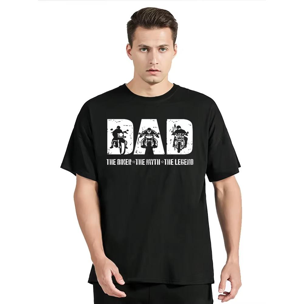 

Мужская футболка Dad The Biker The Print Летние топы Футболки Мужские черные модные футболки Harajuku День отца с круглым вырезом Футболка Street XXXXXL чёрный
