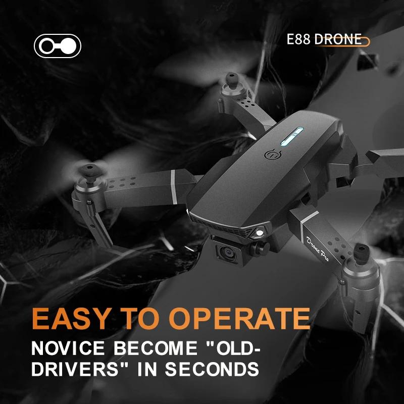 Professional Mini Remote Control Drone E88 4k HD Aerial Camera Wifi FPV Dronfolding Quadcopter RC Helicopter Children's Toy Gift