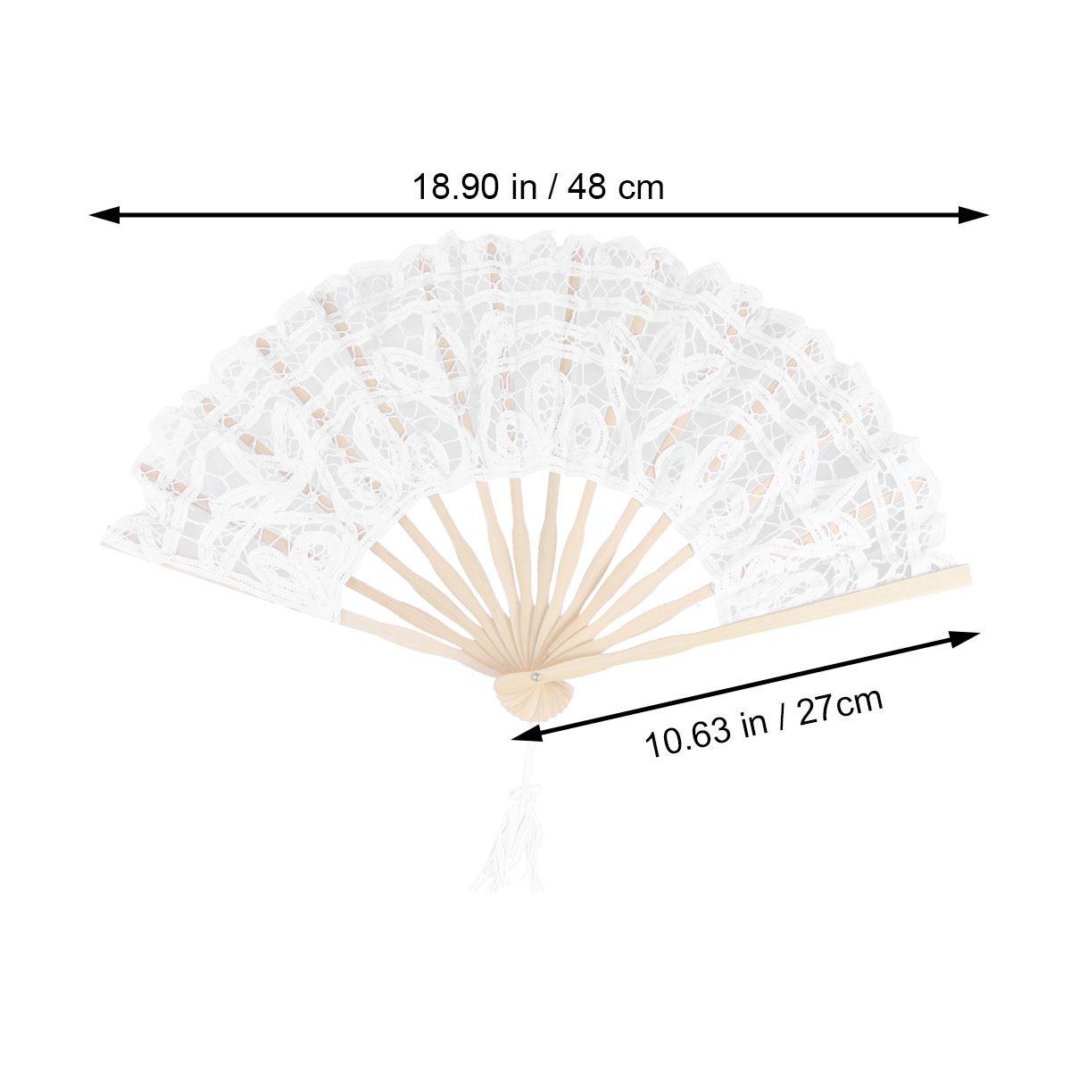 

Cotton Bamboo Vintage Lace Foldable Fan Elegant White Gift for Women Ladies Performance Stage Show Wedding Anniversary белый