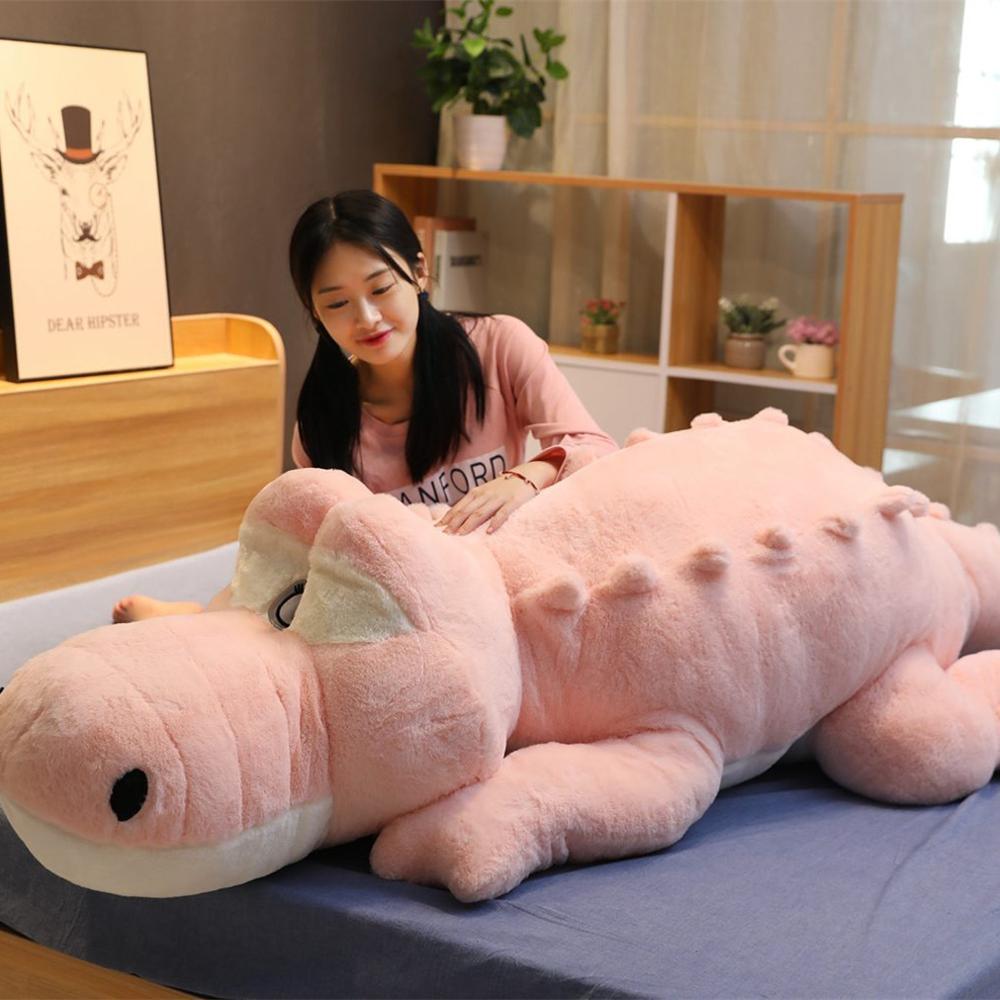 Household Items No.2 Girls Big Size Crocodile Lying Section Plush Pillow Mat Plush Crocodile Soft Stuffed Animal Toy Cartoon Plush Dolls Kids Gift