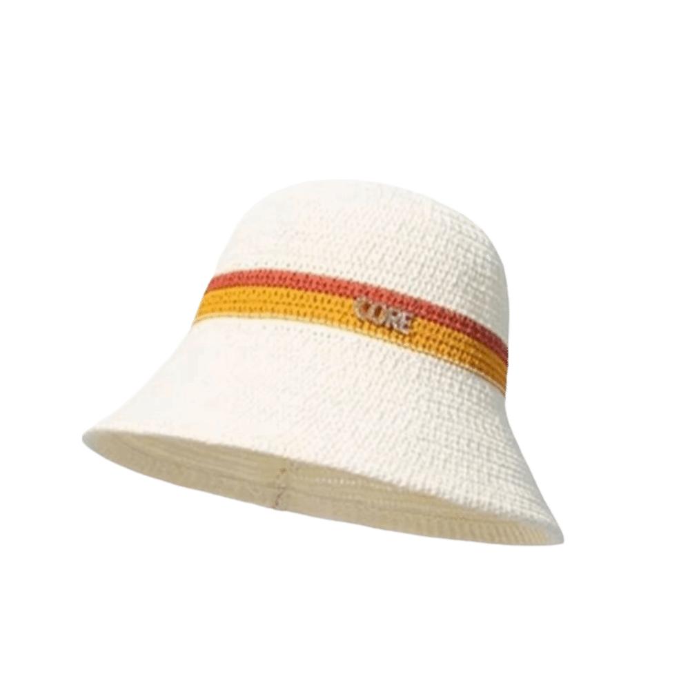 Flat Brim Hollow Straw Cap Breathable Sun Hat Simple Wide Brim Bucket Hat  Beach Vacation