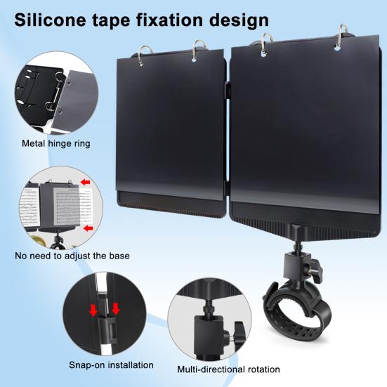 Trumpet Marching Lyre Adjustable Marching Band Lyre 360-degree Rotation Low Brass Lyre with Sheet Music Folder for Trumpet or Cornet