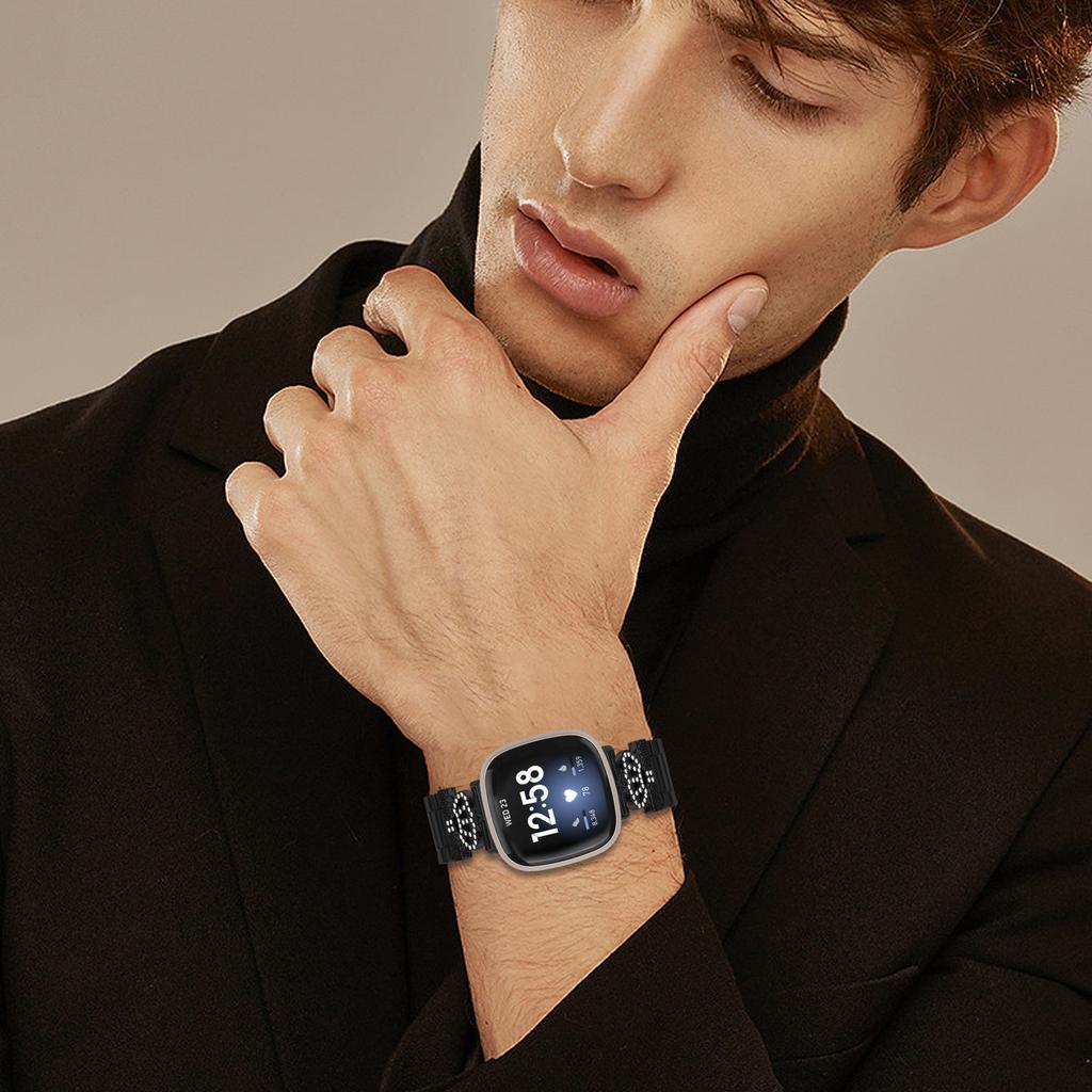 Stainless Steel Strap for Fitbit Versa 3/Sense Crown Shape Rhinestone Decor Watch Band