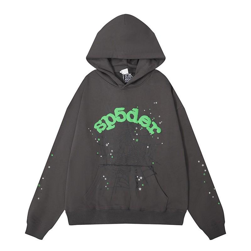 Sp5der Hoodie Unisex Oversized Cotton Pullover With Foil Letter Print Fall Casual Streetwear