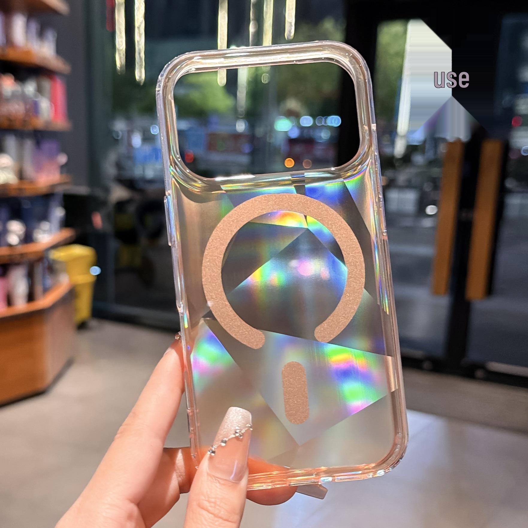 

Высокопрозрачный градиентный магнитный чехол для iPhone 17 Pro Max - Совместим с моделями 16-го и 15-го поколений Samsung S24 Ultra закат/золотой
