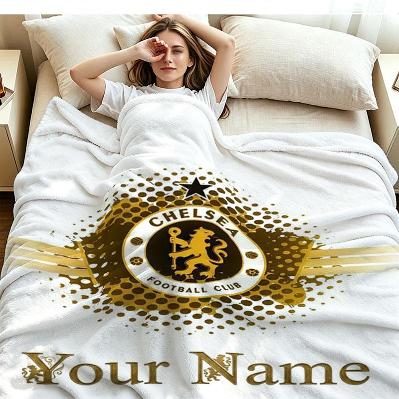 1PC Chelsea F Custom Name Patterned Flannel Blanket Suitable For All Seasons for Home Decor Warmth and Comfort Gifts Holiday Present
