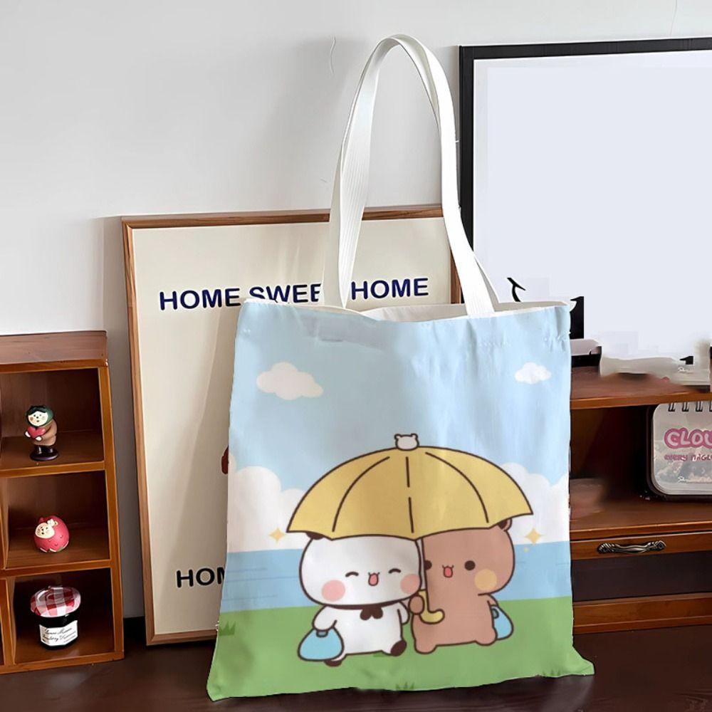 Cute Tote Bag Bubu Dudu Panda Bear Canvas Bag Couple Tote Niche Cartoon Japanese Style One-shoulder Handbag Gifts