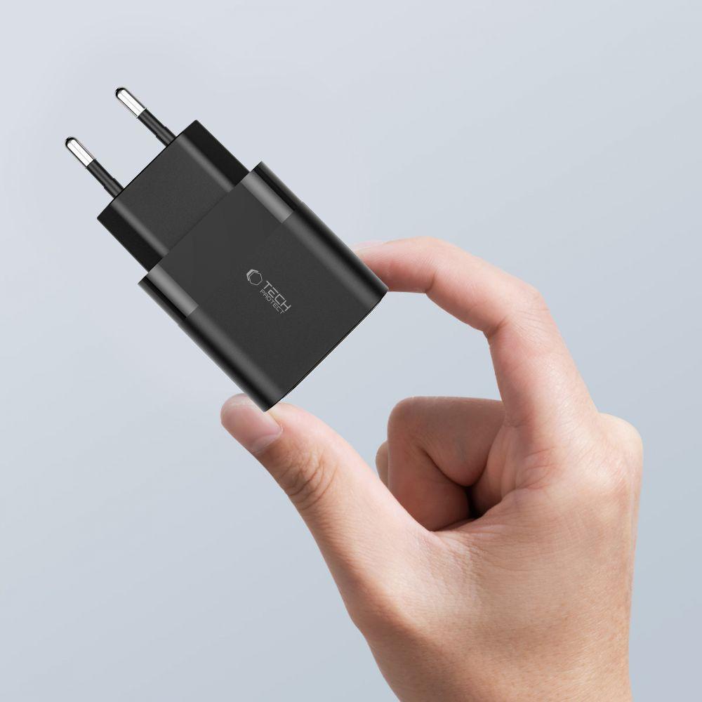Ładowarka sieciowa C30W USB-C USB-A 30W - czarna