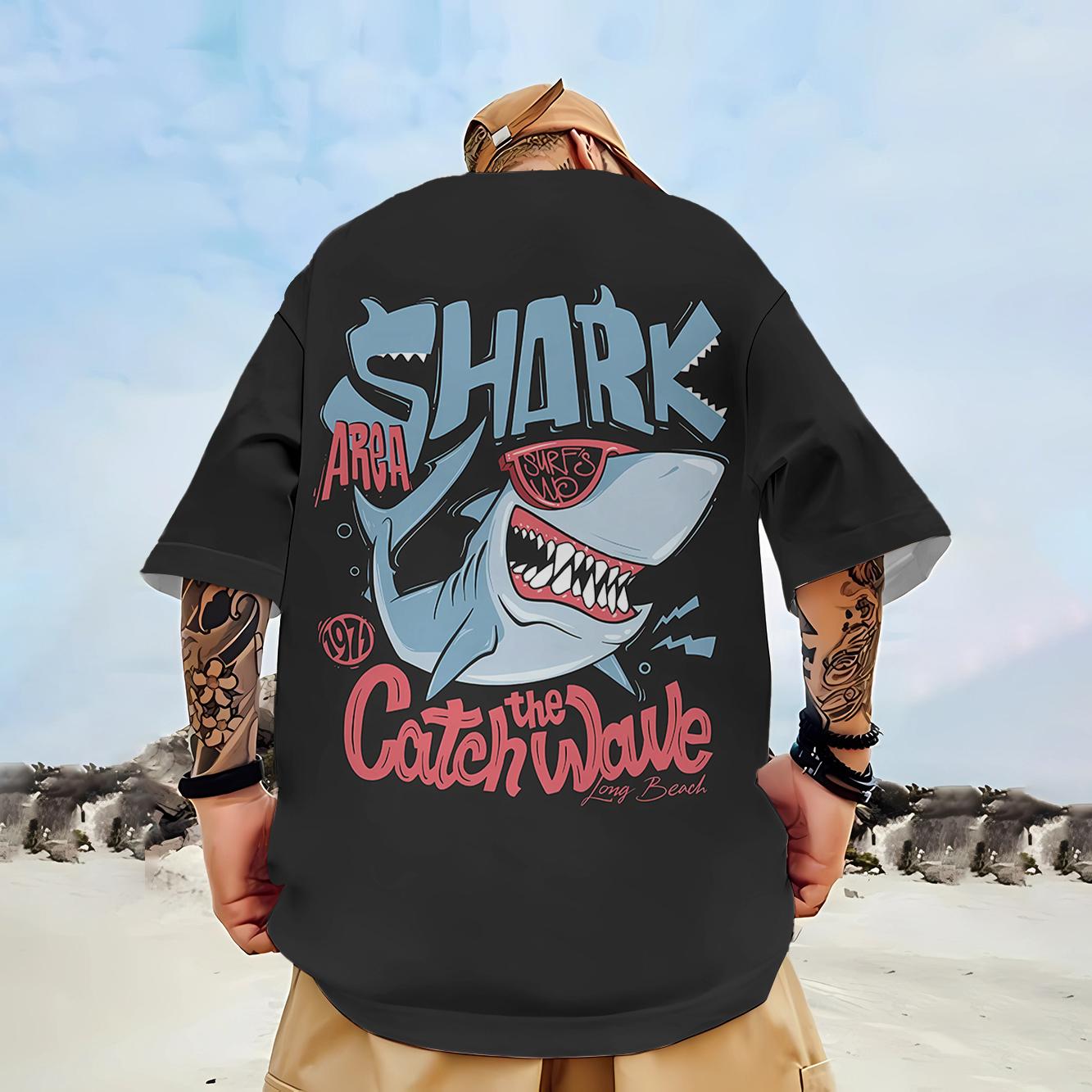 

Мужская футболка 3d Shark Hip Hop Casual Tess Новые топы с короткими рукавами Летняя свободная одежда больших размеров Модная футболка 6XL