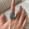 Retro Swirl Distortion Ring Silver Color Punk Gothic Open Ring For Men Women Handmade Unisex Designer Accessories Gift