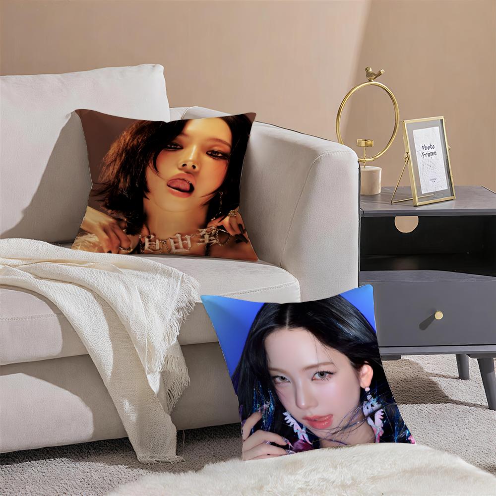 Elegant Korean Beautiful Singer KKarina Cushion Cover Throw Pillow Cover Hidden Button Durable Polyester Chair Cushion