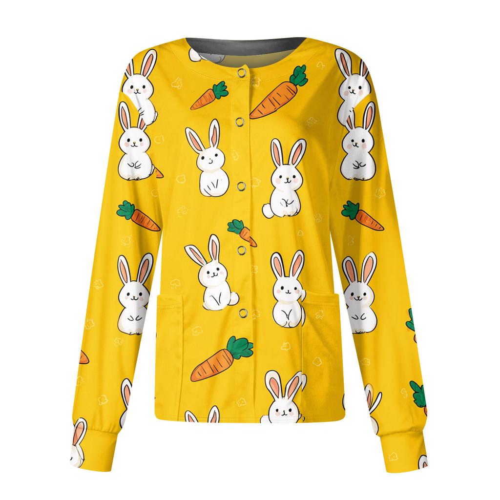 Damen Casual Mode Langarm Stehkragen Einreiher Pflanzenprint Uniformjacke Top