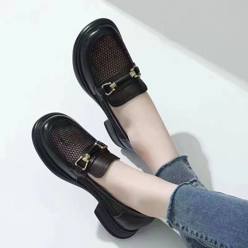 

Женские туфли с открытым носком, сандалии, женские туфли с мягкой подошвой, летние модные мокасины с круглым носком, сетчатые, дышащие 40 чёрный